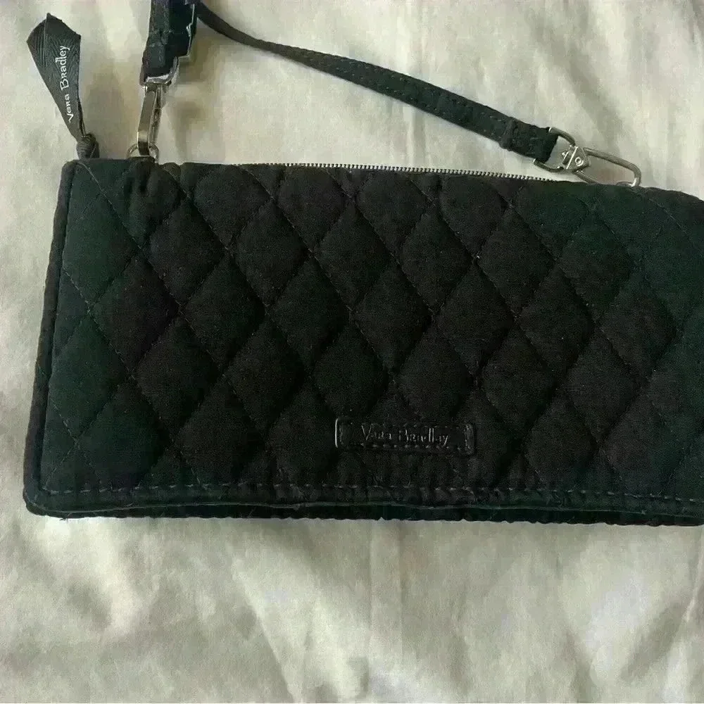 Vera Bradley Black Fold & Zip Protection Wallet with strap - Picture 5 of 6